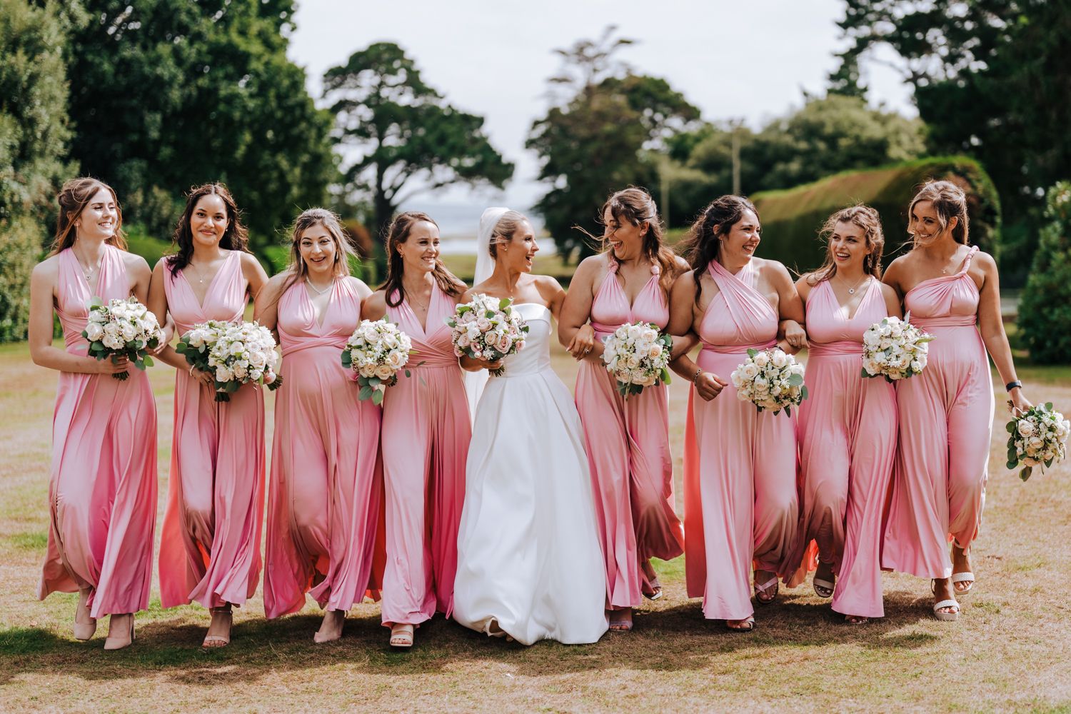 bride and her bridesmaids during a summer Kent wedding | Kent Wedding Photographer | Alex Buckland Photography
