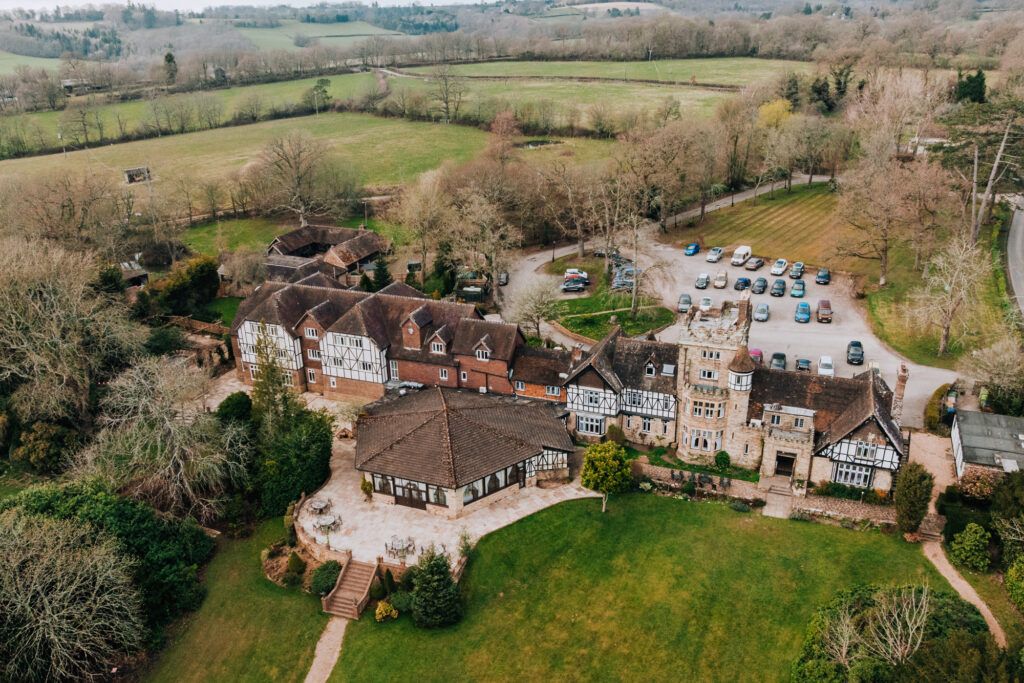The Ravenswood wedding venue from the air, Alex Buckland Photography