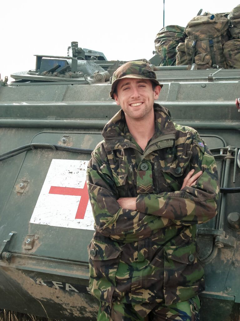 Alex Buckland at a military wedding in the UK