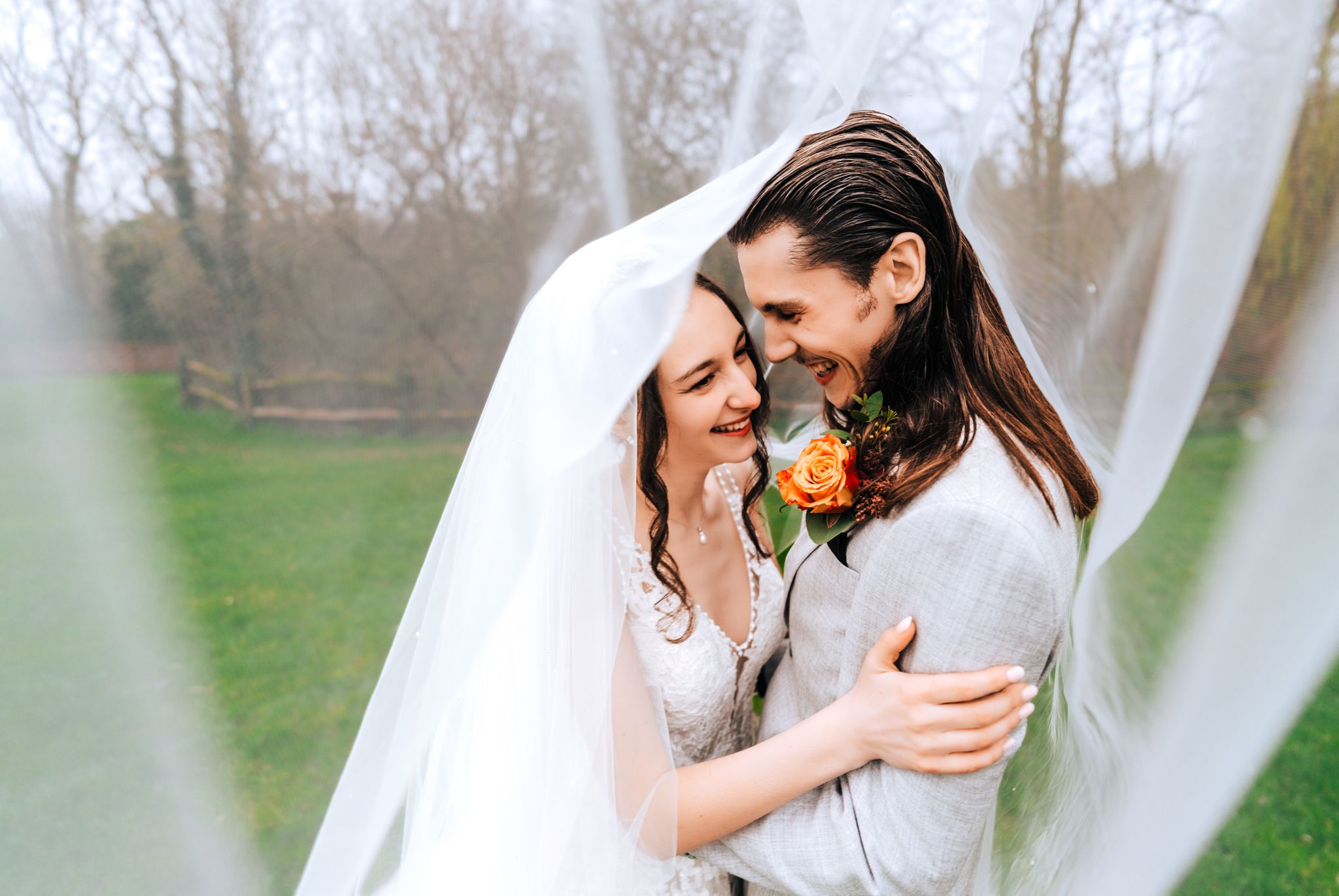 Hannah and James on their wedding day at The Plough at Leigh, Tonbridge