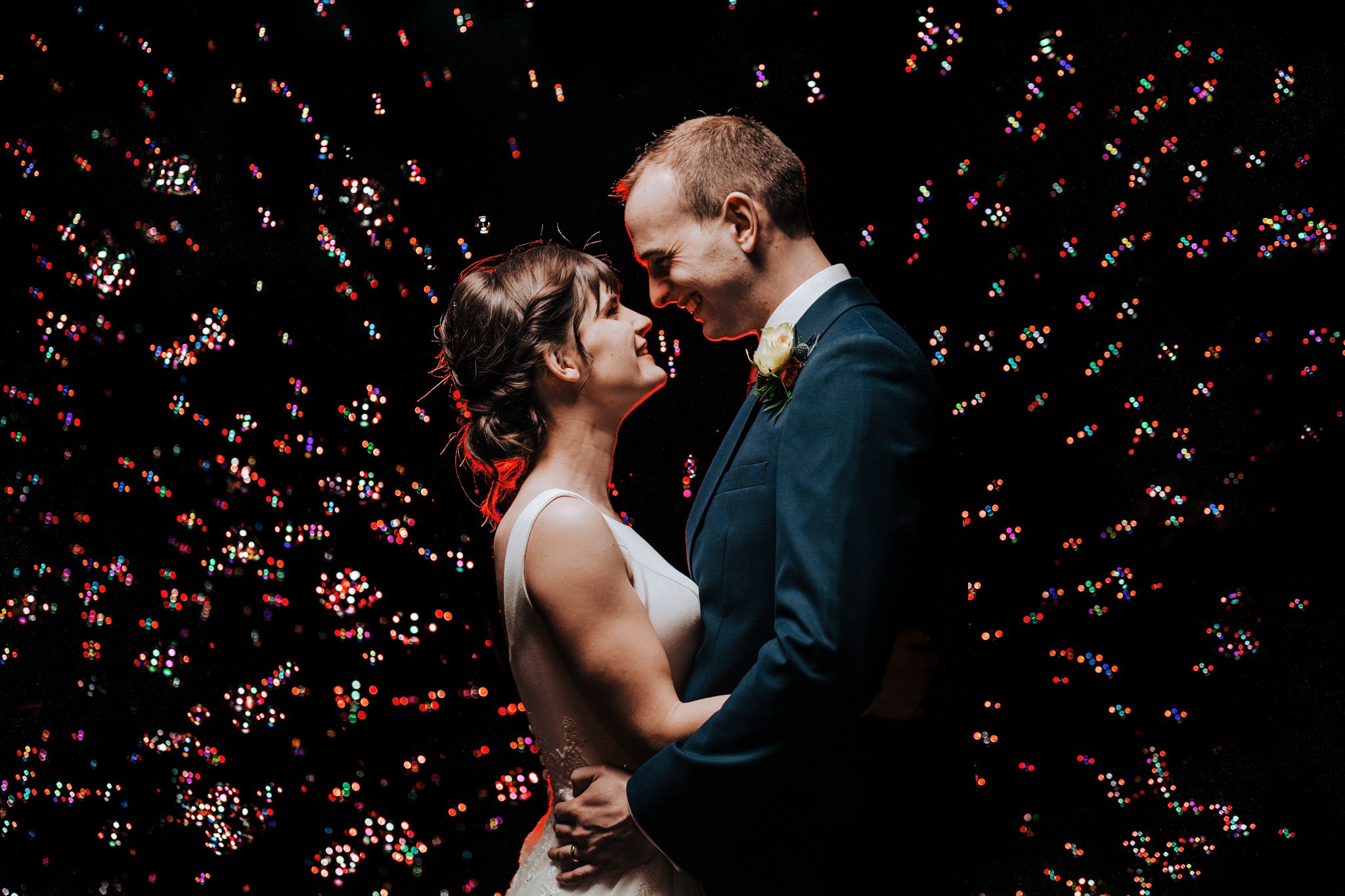 Kirsten and Andrew on their wedding day at The Plough and Barn at Leigh, Tonbridge